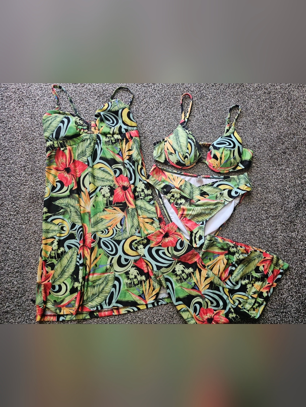 Vintage Kechika 4 Piece Swim Outfit sz S/M